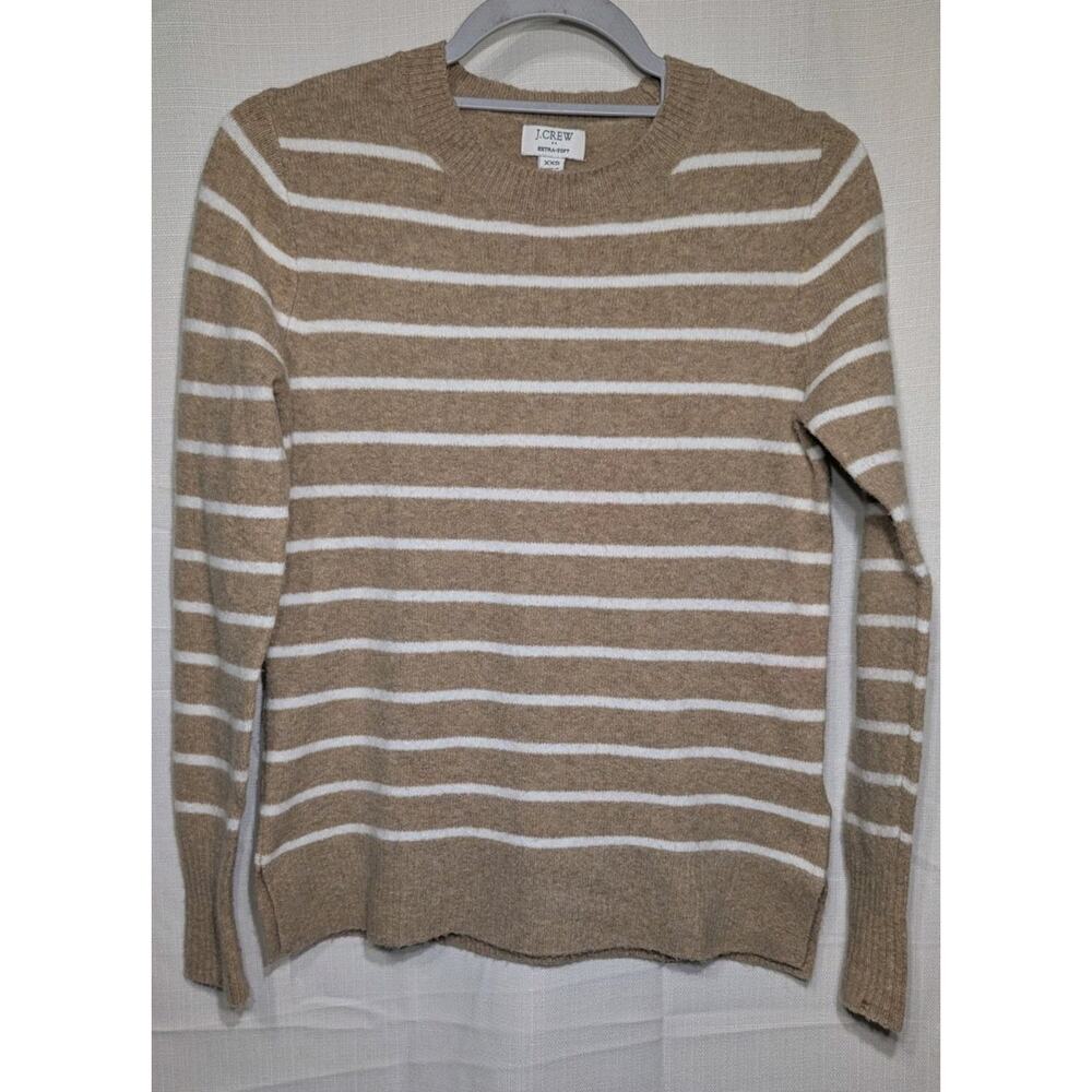 J Crew Womens Extra Soft Yarn Striped Crewneck Sweater Sz XXS Minimalist Capsule